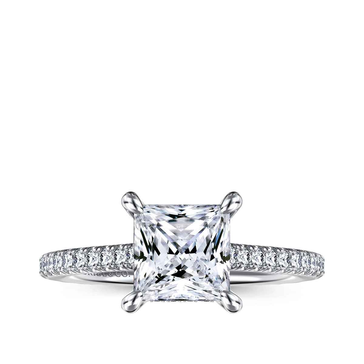 Gabriel & Co. 1/3 ct. tw. Diamond Princess Cut Semi-Mount Engagement Ring in 14K White Gold