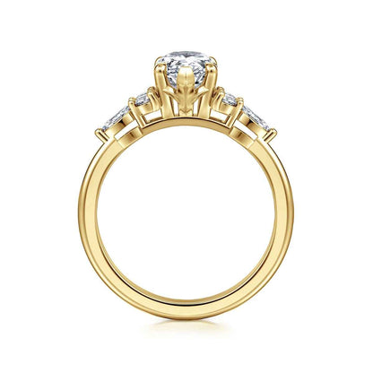 Gabriel & Co. 1/3 ct. tw. Round & Marquise Diamond Pear Semi-Mount Engagement Ring in 14K Yellow Gold close-up detail