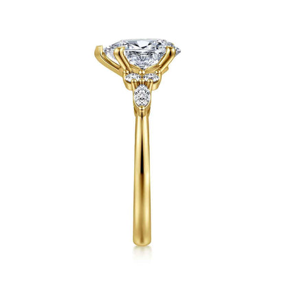 Gabriel & Co. 1/3 ct. tw. Round & Marquise Diamond Pear Semi-Mount Engagement Ring in 14K Yellow Gold side profile