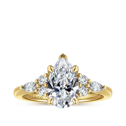 Gabriel & Co. 1/3 ct. tw. Round & Marquise Diamond Pear Semi-Mount Engagement Ring in 14K Yellow Gold