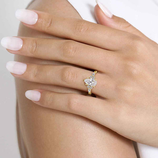 Gabriel & Co. 1/3 ct. tw. Round & Marquise Diamond Pear Semi-Mount Engagement Ring in 14K Yellow Gold full view