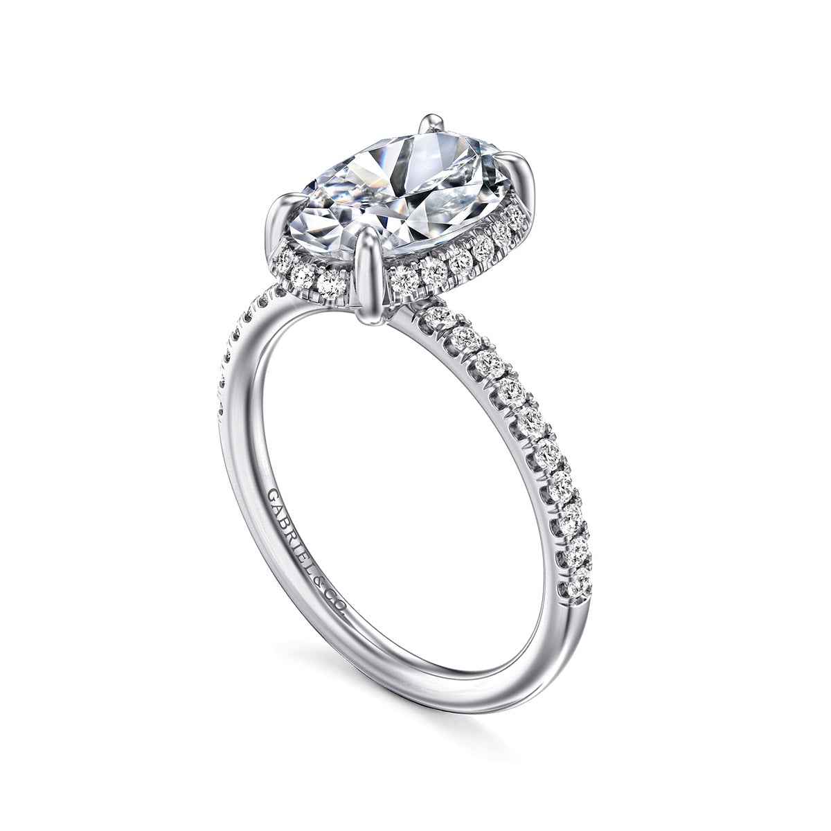 Gabriel & Co. 1/3 ct. tw. Diamond Halo Oval Semi-Mount Engagement Ring in 14K White Gold front view