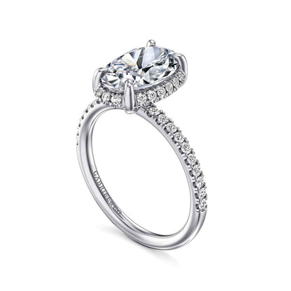 Gabriel & Co. 1/3 ct. tw. Diamond Halo Oval Semi-Mount Engagement Ring in 14K White Gold front view