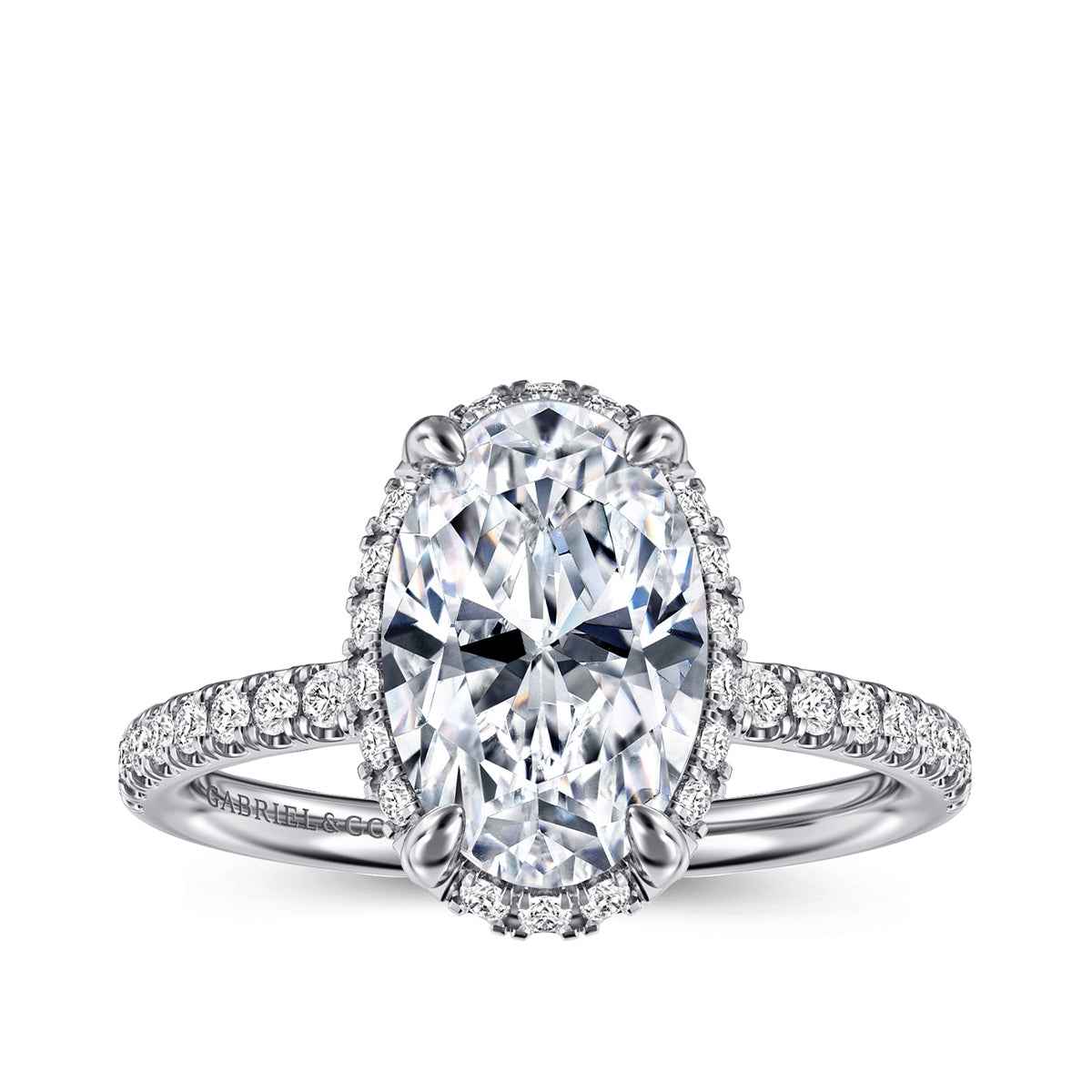 Gabriel & Co. 1/3 ct. tw. Diamond Halo Oval Semi-Mount Engagement Ring in 14K White Gold
