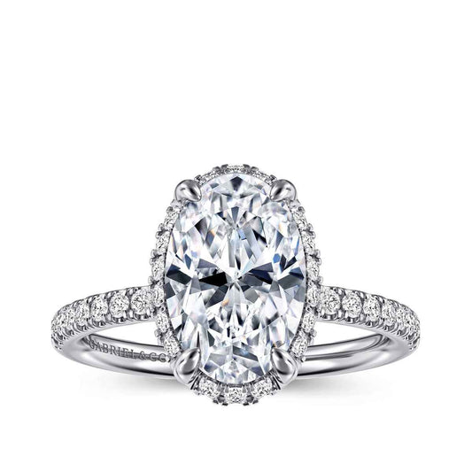 Gabriel & Co. 1/3 ct. tw. Diamond Halo Oval Semi-Mount Engagement Ring in 14K White Gold