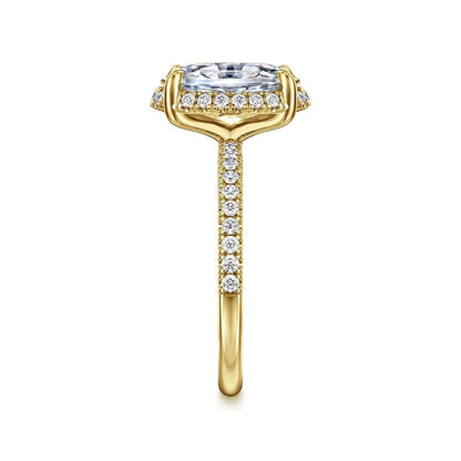 Gabriel & Co. 1/3 ct. tw. Diamond Halo Oval Semi-Mount Engagement Ring in 14K Yellow Gold side profile