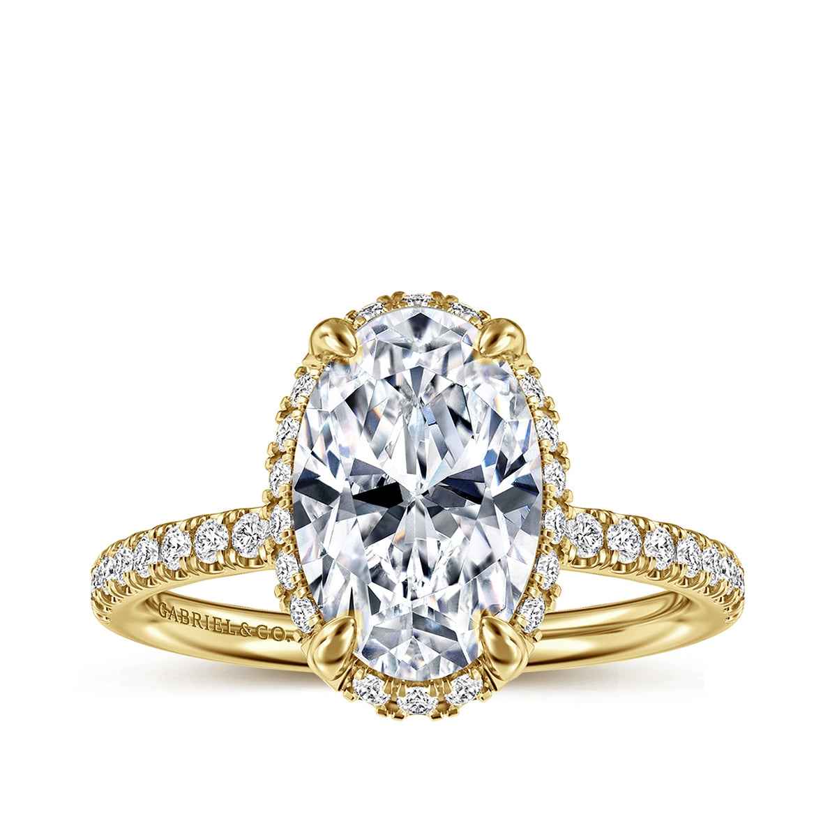 Gabriel & Co. 1/3 ct. tw. Diamond Halo Oval Semi-Mount Engagement Ring in 14K Yellow Gold