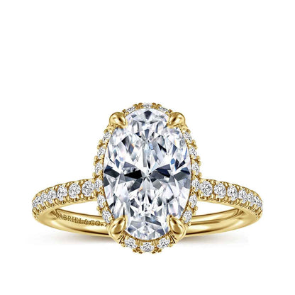 Gabriel & Co. 1/3 ct. tw. Diamond Halo Oval Semi-Mount Engagement Ring in 14K Yellow Gold