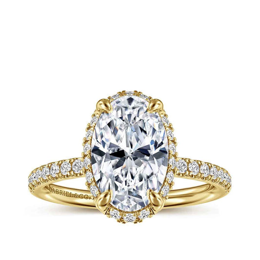 Gabriel & Co. 1/3 ct. tw. Diamond Halo Oval Semi-Mount Engagement Ring in 14K Yellow Gold