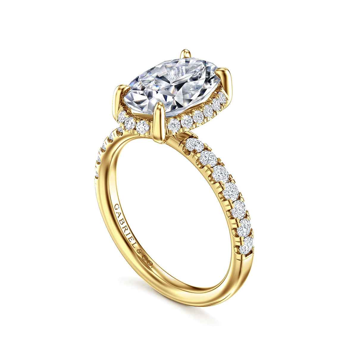 Gabriel & Co. 1/2 ct. tw. Diamond Halo Oval Semi-Mount Engagement Ring in 14K Yellow Gold front view