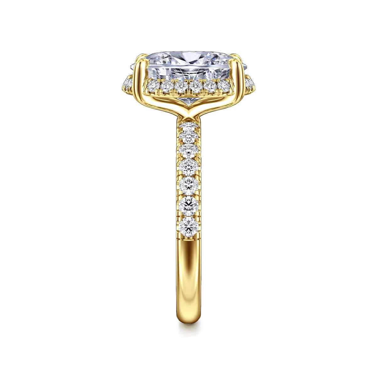 Gabriel & Co. 1/2 ct. tw. Diamond Halo Oval Semi-Mount Engagement Ring in 14K Yellow Gold side profile
