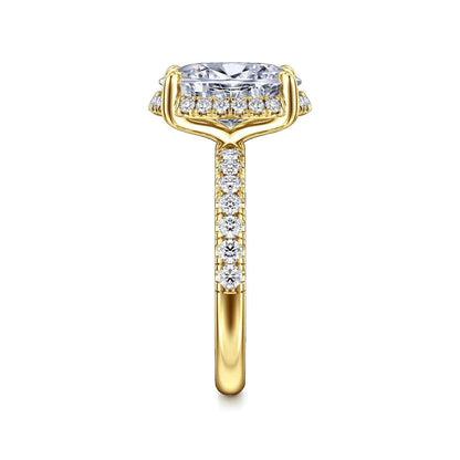 Gabriel & Co. 1/2 ct. tw. Diamond Halo Oval Semi-Mount Engagement Ring in 14K Yellow Gold side profile