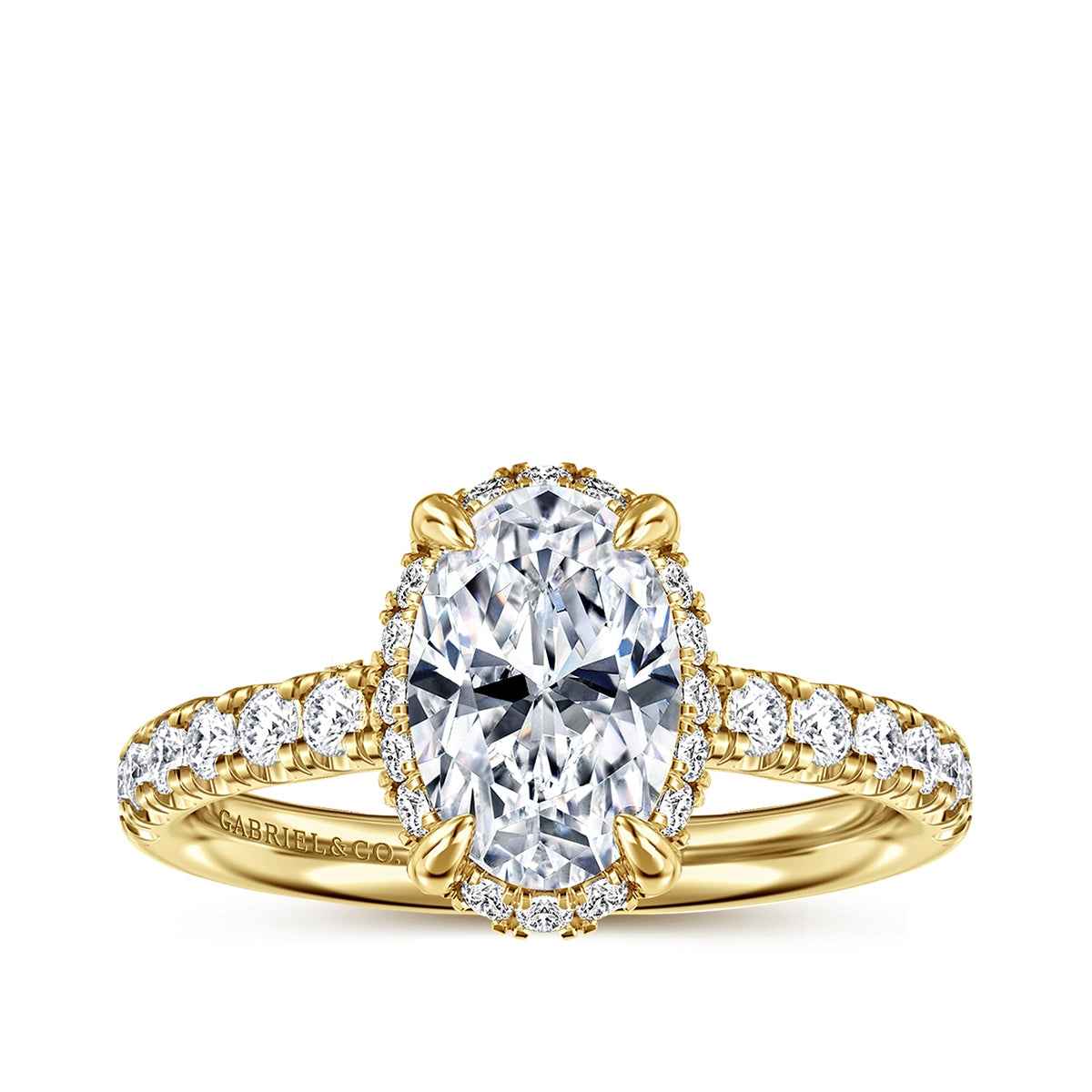 Gabriel & Co. 1/2 ct. tw. Diamond Halo Oval Semi-Mount Engagement Ring in 14K Yellow Gold