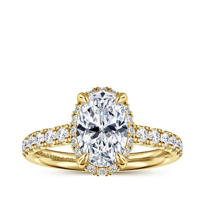 Gabriel & Co. 1/2 ct. tw. Diamond Halo Oval Semi-Mount Engagement Ring in 14K Yellow Gold