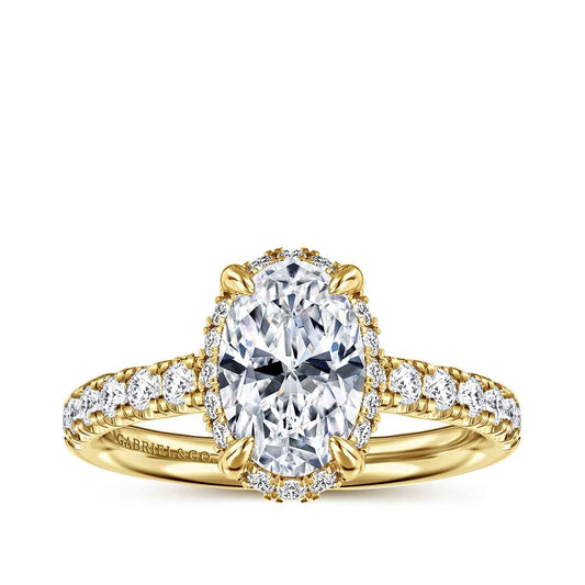 Gabriel & Co. 1/2 ct. tw. Diamond Halo Oval Semi-Mount Engagement Ring in 14K Yellow Gold