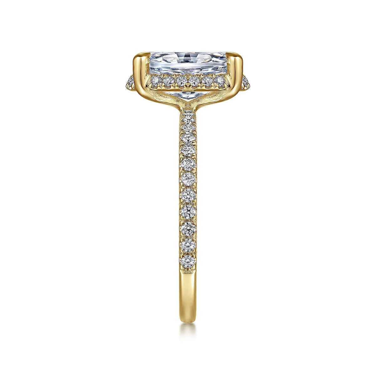 Gabriel & Co. 3/8 ct. tw. Diamond Halo Oval Semi-Mount Engagement Ring in 14K Yellow Gold side profile