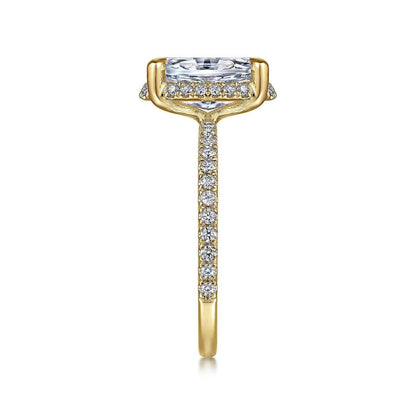 Gabriel & Co. 3/8 ct. tw. Diamond Halo Oval Semi-Mount Engagement Ring in 14K Yellow Gold side profile