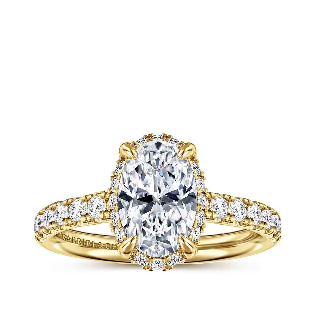 Gabriel & Co. 3/8 ct. tw. Diamond Halo Oval Semi-Mount Engagement Ring in 14K Yellow Gold