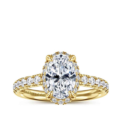Gabriel & Co. 3/8 ct. tw. Diamond Halo Oval Semi-Mount Engagement Ring in 14K Yellow Gold