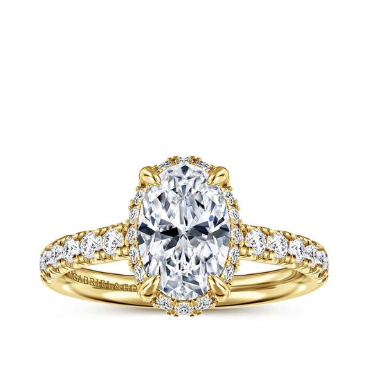 Gabriel & Co. 3/8 ct. tw. Diamond Halo Oval Semi-Mount Engagement Ring in 14K Yellow Gold