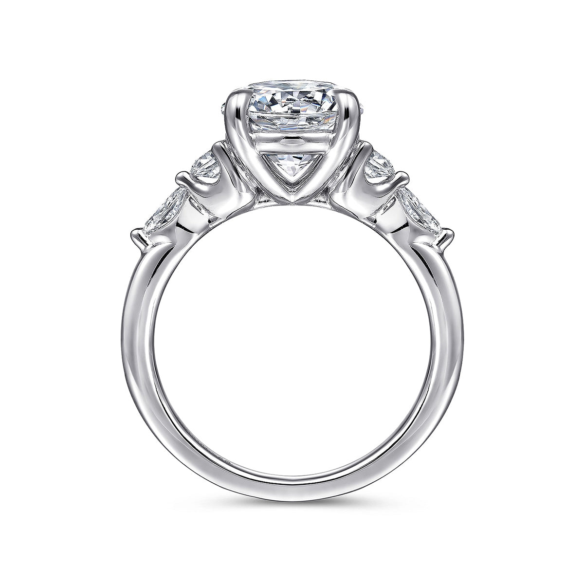 Gabriel & Co. 1/3 ct. tw. Marquise & Round Diamond Round Semi-Mount Engagement Ring in 14K White Gold close-up detail
