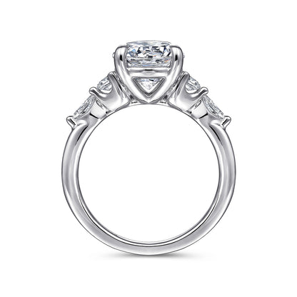 Gabriel & Co. 1/3 ct. tw. Marquise & Round Diamond Round Semi-Mount Engagement Ring in 14K White Gold close-up detail