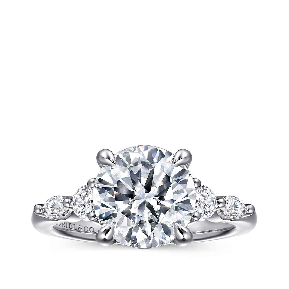 Gabriel & Co. 1/3 ct. tw. Marquise & Round Diamond Round Semi-Mount Engagement Ring in 14K White Gold