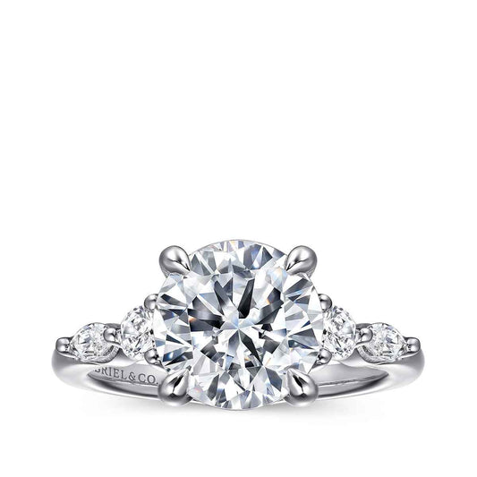 Gabriel & Co. 1/3 ct. tw. Marquise & Round Diamond Round Semi-Mount Engagement Ring in 14K White Gold