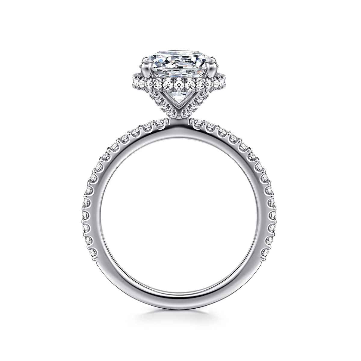 Gabirel & Co. 3/8 ct. tw. Diamond Halo Round Semi-Mount Engagement Ring in 14K White Gold close-up detail