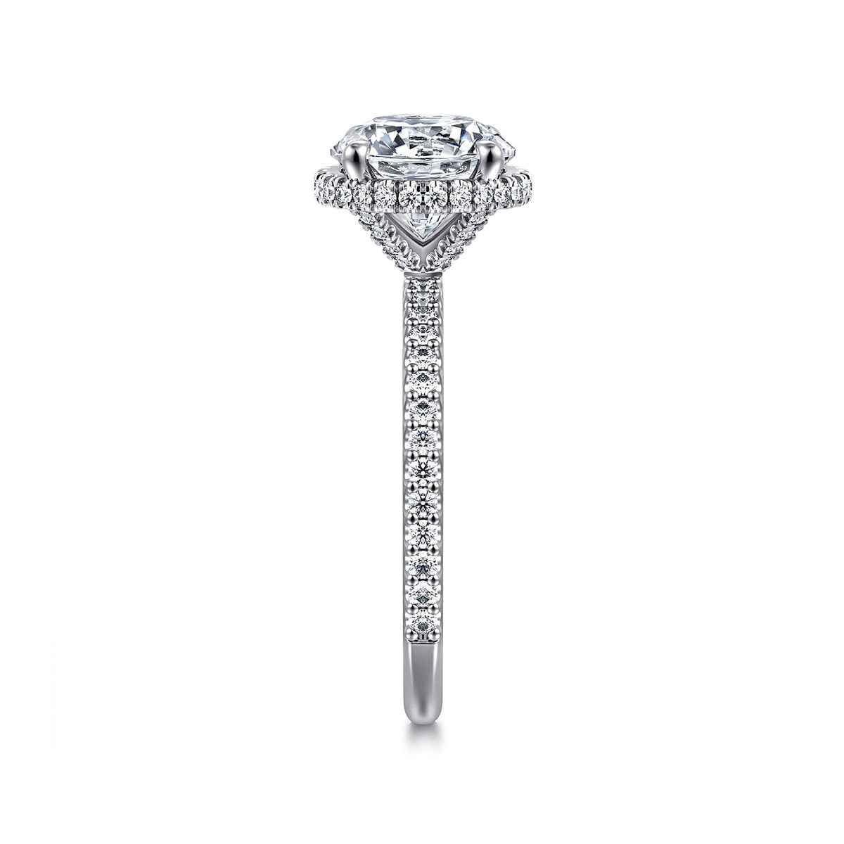 Gabirel & Co. 3/8 ct. tw. Diamond Halo Round Semi-Mount Engagement Ring in 14K White Gold side profile