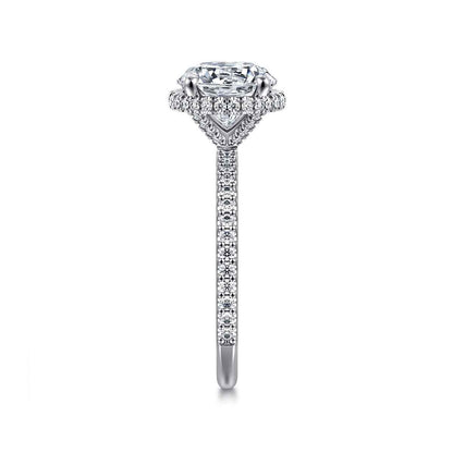 Gabirel & Co. 3/8 ct. tw. Diamond Halo Round Semi-Mount Engagement Ring in 14K White Gold side profile