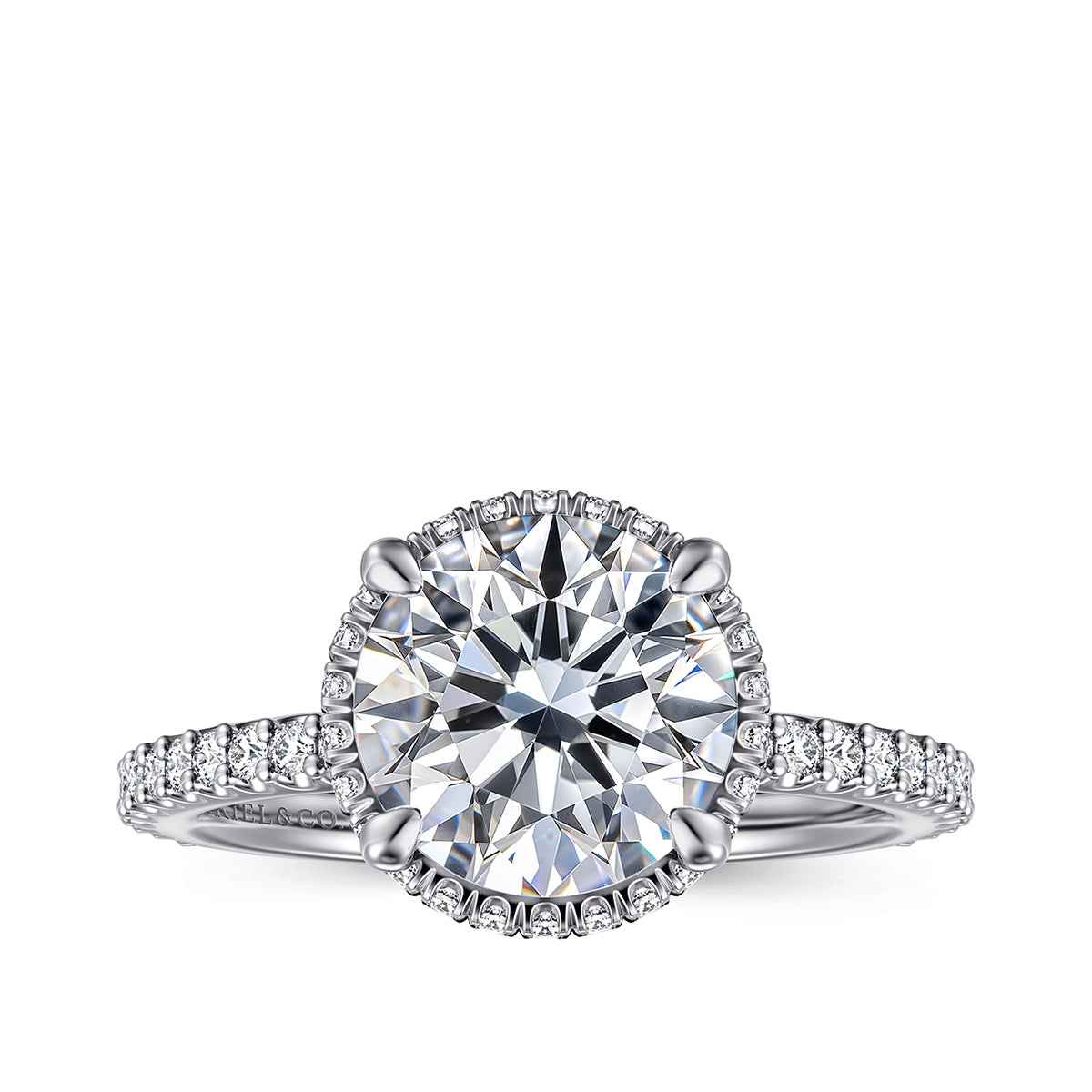 Gabirel & Co. 3/8 ct. tw. Diamond Halo Round Semi-Mount Engagement Ring in 14K White Gold