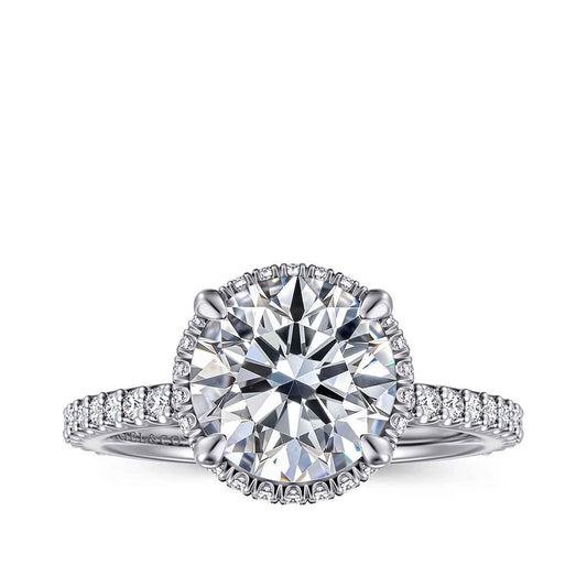 Gabirel & Co. 3/8 ct. tw. Diamond Halo Round Semi-Mount Engagement Ring in 14K White Gold