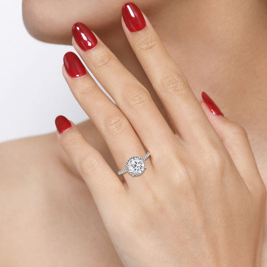 Gabirel & Co. 3/8 ct. tw. Diamond Halo Round Semi-Mount Engagement Ring in 14K White Gold full view