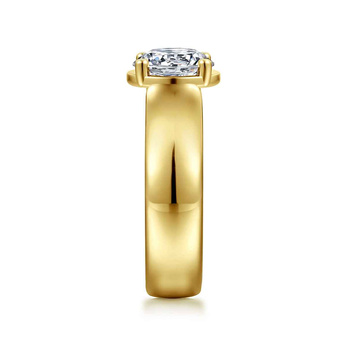Gabriel & Co. 1/7 ct. tw. Diamond Thick Band Round Semi-Mount Engagement Ring in 14K Yellow Gold side profile