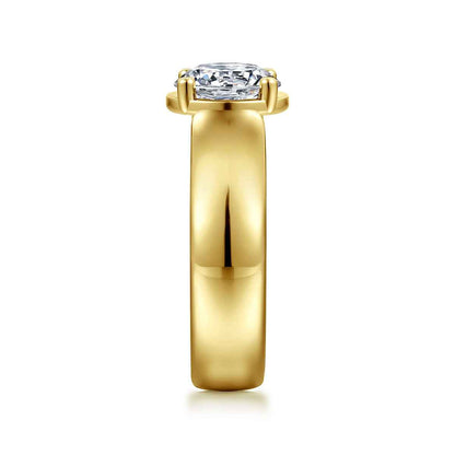 Gabriel & Co. 1/7 ct. tw. Diamond Thick Band Round Semi-Mount Engagement Ring in 14K Yellow Gold side profile