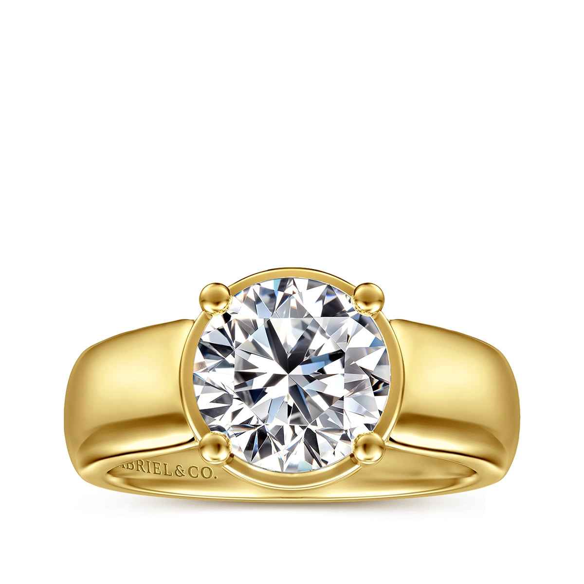 Gabriel & Co. 1/7 ct. tw. Diamond Thick Band Round Semi-Mount Engagement Ring in 14K Yellow Gold