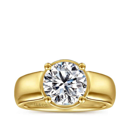 Gabriel & Co. 1/7 ct. tw. Diamond Thick Band Round Semi-Mount Engagement Ring in 14K Yellow Gold