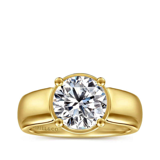 Gabriel & Co. 1/7 ct. tw. Diamond Thick Band Round Semi-Mount Engagement Ring in 14K Yellow Gold