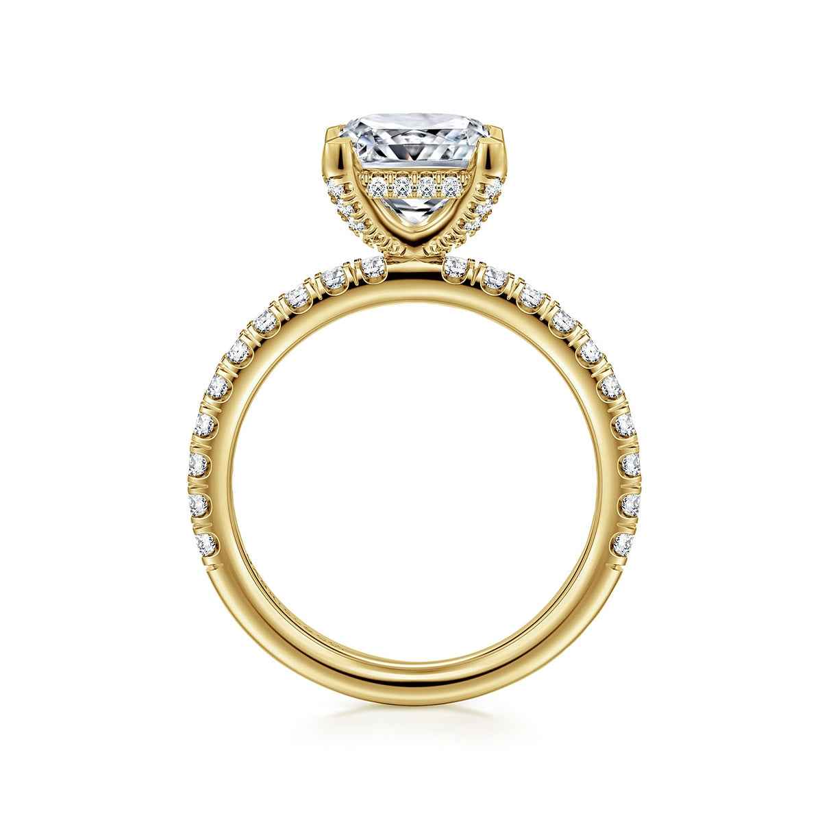 Gabriel & Co. 1/2 ct. tw. Diamond Princess Cut Semi-Mount Engagement Ring in 14K Yellow Gold close-up detail