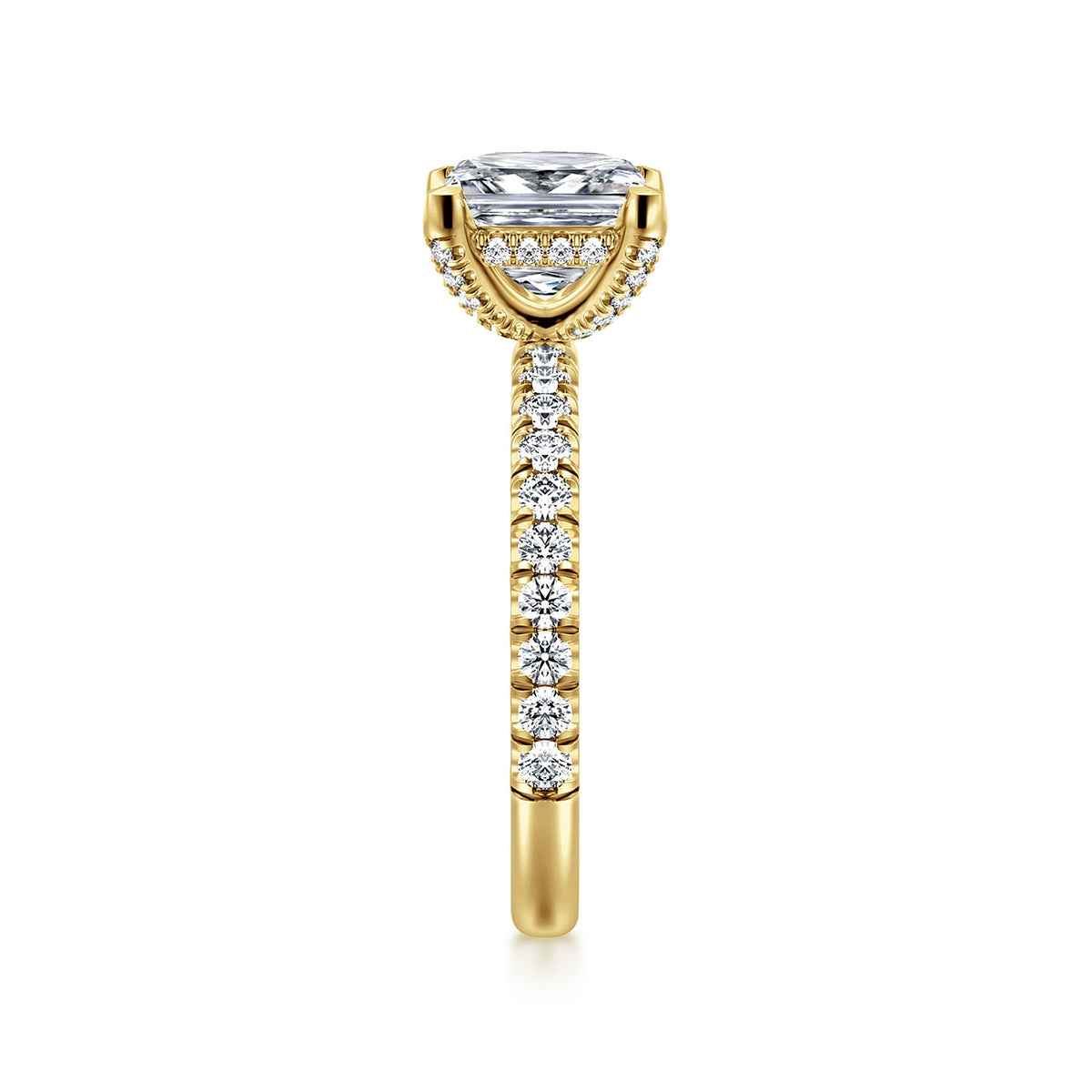 Gabriel & Co. 1/2 ct. tw. Diamond Princess Cut Semi-Mount Engagement Ring in 14K Yellow Gold side profile