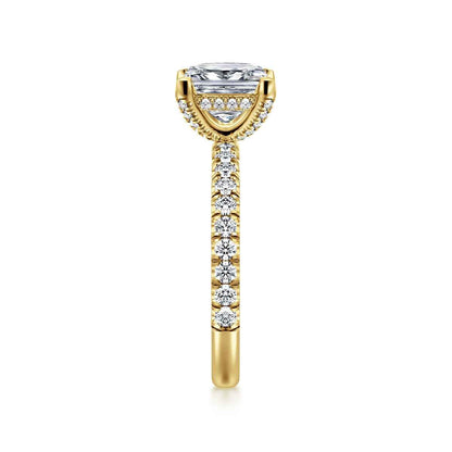 Gabriel & Co. 1/2 ct. tw. Diamond Princess Cut Semi-Mount Engagement Ring in 14K Yellow Gold side profile