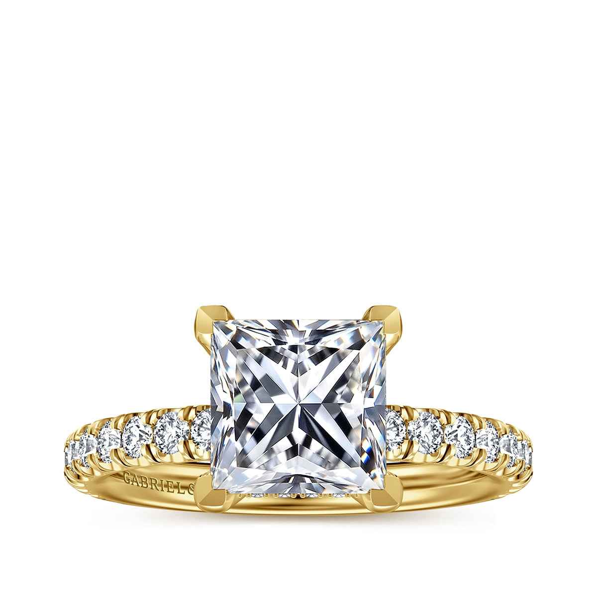 Gabriel & Co. 1/2 ct. tw. Diamond Princess Cut Semi-Mount Engagement Ring in 14K Yellow Gold