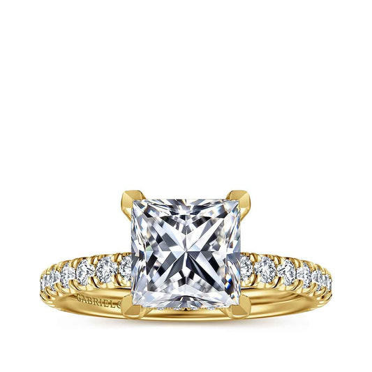 Gabriel & Co. 1/2 ct. tw. Diamond Princess Cut Semi-Mount Engagement Ring in 14K Yellow Gold