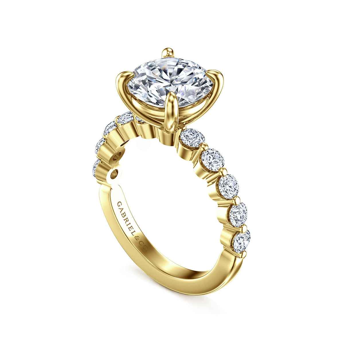 Gabriel & Co. 3/4 ct. tw. Diamond Round Semi-Mount Engagement Ring in 14K Yellow Gold front view