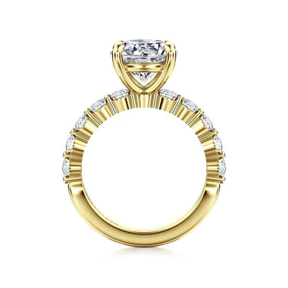 Gabriel & Co. 3/4 ct. tw. Diamond Round Semi-Mount Engagement Ring in 14K Yellow Gold close-up detail