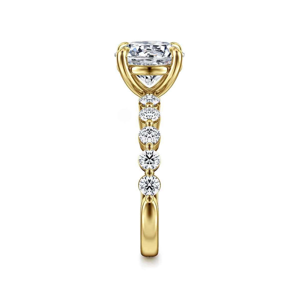 Gabriel & Co. 3/4 ct. tw. Diamond Round Semi-Mount Engagement Ring in 14K Yellow Gold side profile