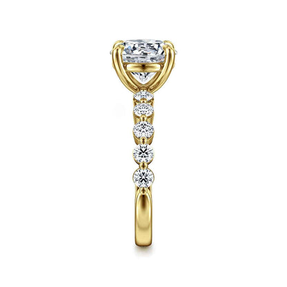 Gabriel & Co. 3/4 ct. tw. Diamond Round Semi-Mount Engagement Ring in 14K Yellow Gold side profile