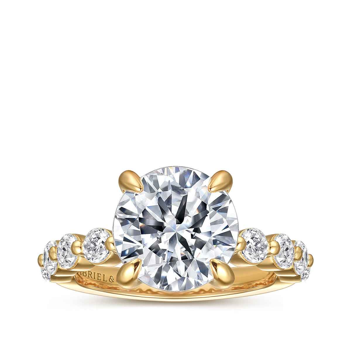 Gabriel & Co. 3/4 ct. tw. Diamond Round Semi-Mount Engagement Ring in 14K Yellow Gold