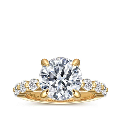 Gabriel & Co. 3/4 ct. tw. Diamond Round Semi-Mount Engagement Ring in 14K Yellow Gold